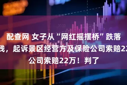 配查网 女子从“网红摇摆桥”跌落致十级伤残，起诉景区经营方及保险公司索赔22万！判了